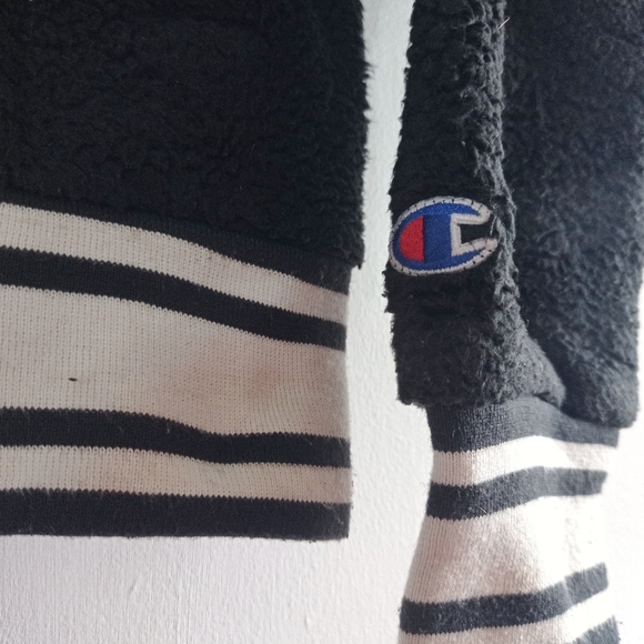 Champion Fleece Sherpa Zip Up Varsity Jacket - Size XS - Black white - Picture 5 of 6